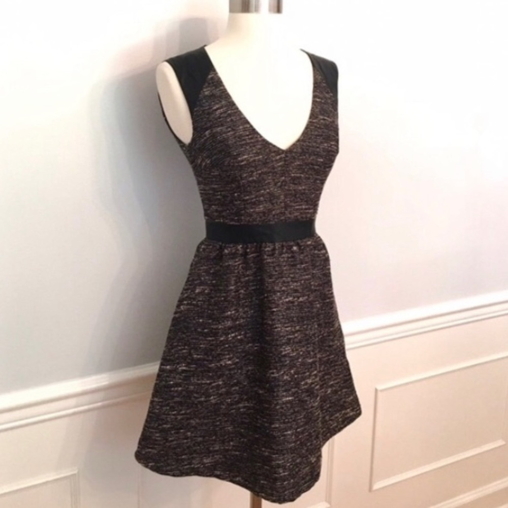 h&m / faux leather & tweed dress